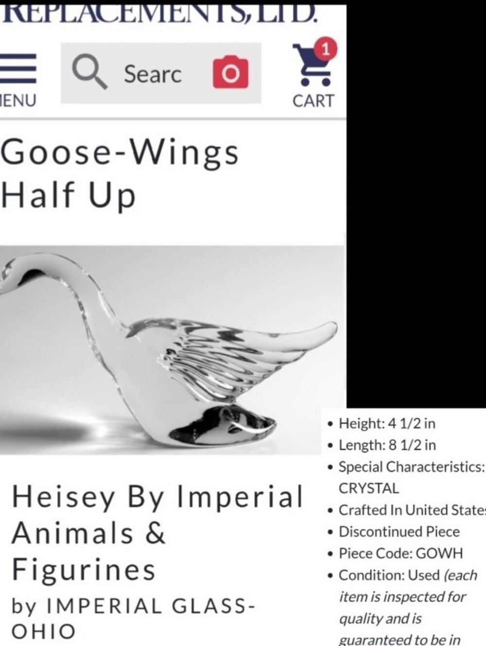 (2) Heisey Blown Clear Crystal Geese In Motion Figurines by Imperial Glass - Picture 13 of 16